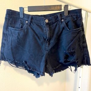 Aerie High Rise Black Denim Shorts Size Large